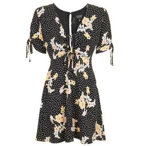 Topshop Black Floral Mini Dress